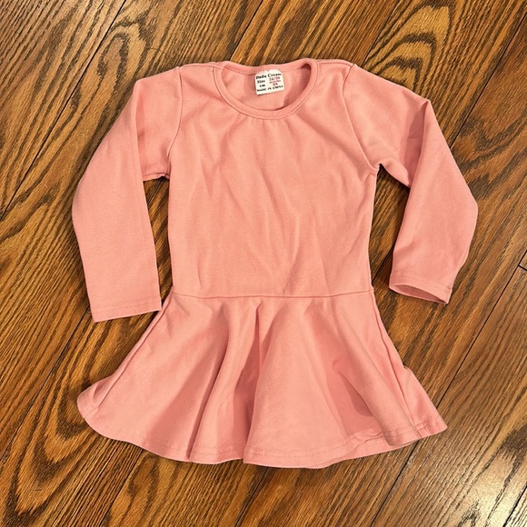 Pink Long Sleeve Peplum Top Girl’s Swing Mini Dress 2T 3T - Picture 3 of 4